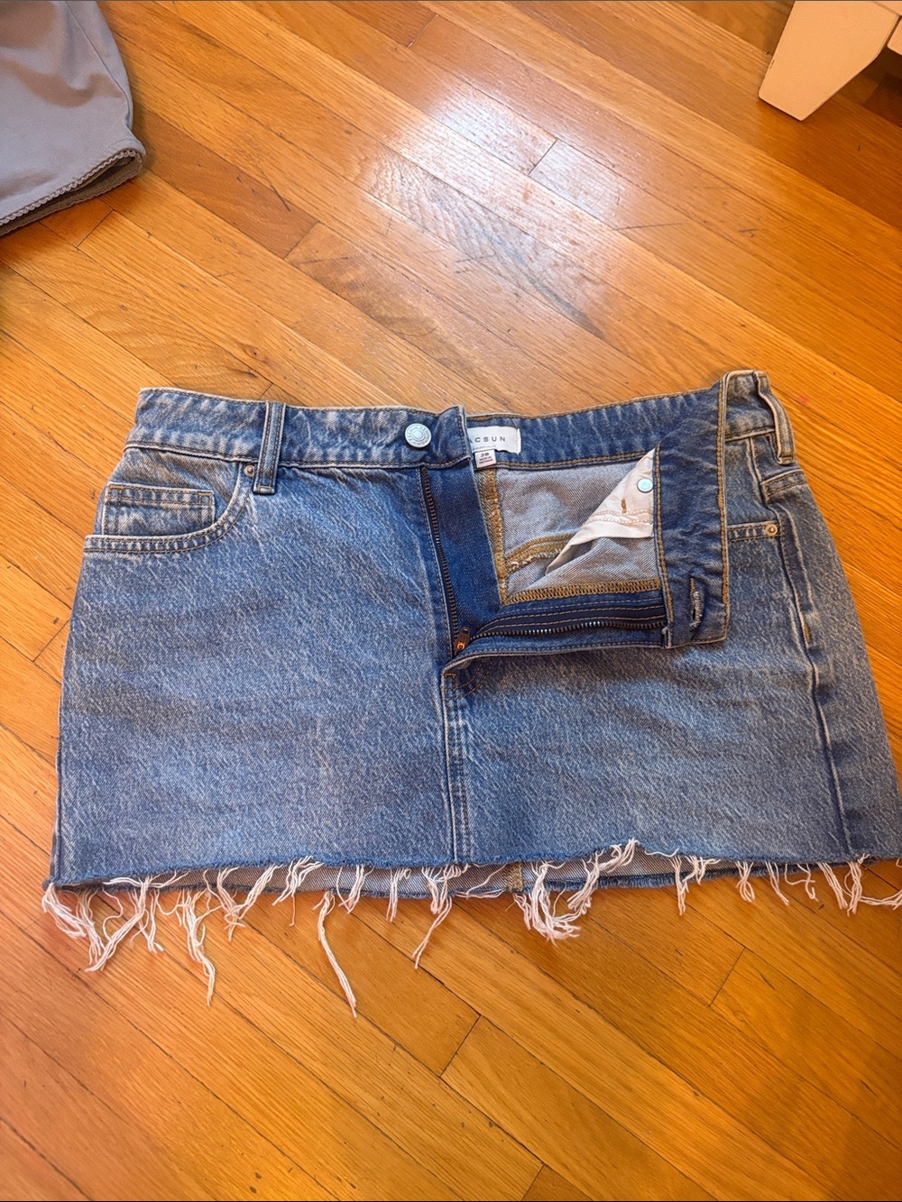 PacSun Frayed Hem Denim Mini Skirt - Light Blue
